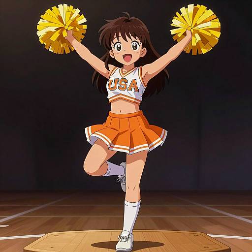 Vibrant Anime Cheerleader Illustration