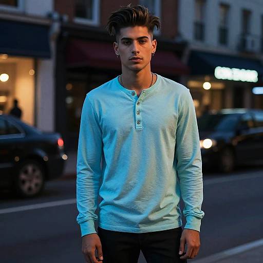 Urban Male Fashion Model with Mullet Hairstyle