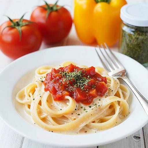 Close-Up Creamy Pasta with Herbs