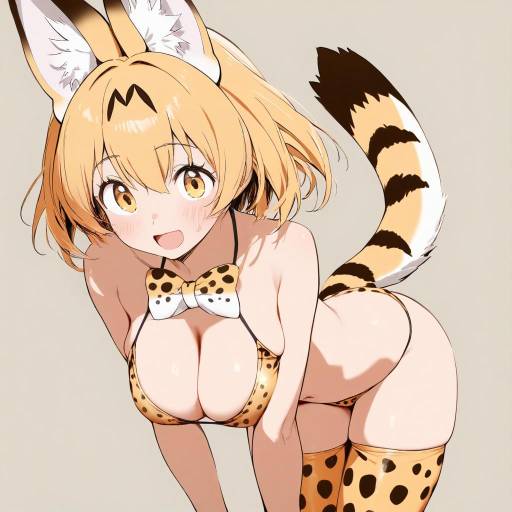 Adorable Serval Girl in Swimsuit