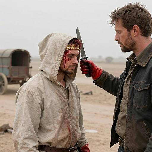 Tense Confrontation in a Dusty Landscape