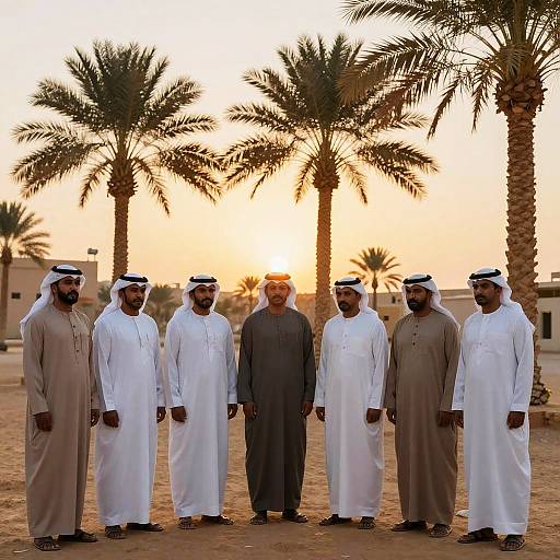 Middle Eastern Men at Desert Oasis