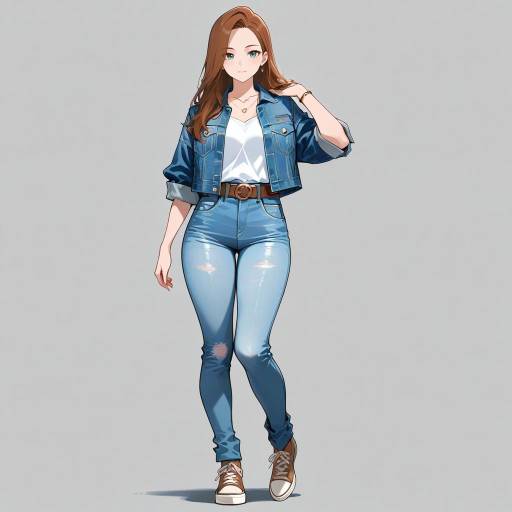 Stylish Tall Woman in Denim Outfit Stylish Tall Woman in Denim Outfit