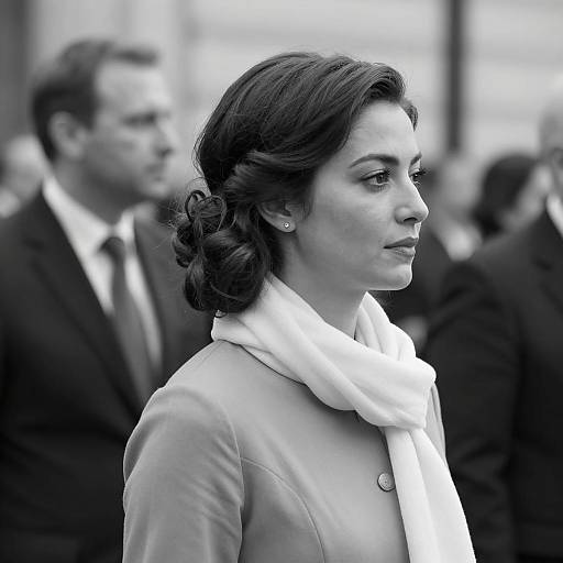 Black and White Portrait of Woman with Scarf