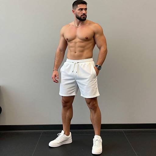 Muscular Male in Gym Shorts Costume