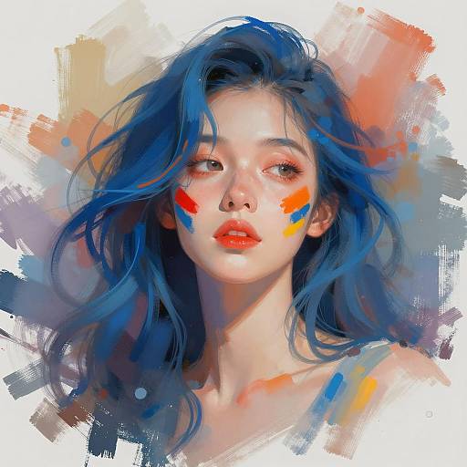 Painterly Portrait of a Colorful Woman