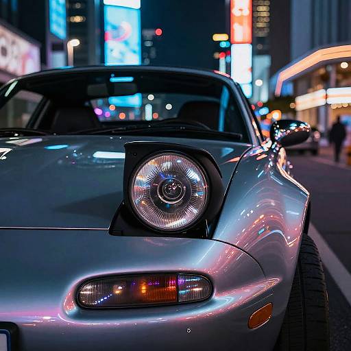 Miata with Eyelashes in Neon City