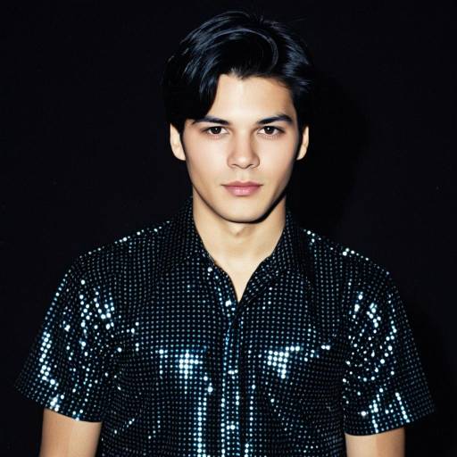 Young Man in Shiny Disco Shirt