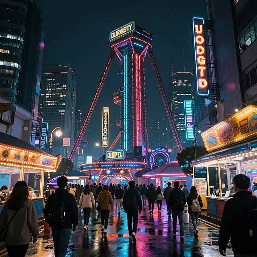 Cyberpunk Amusement Park Scene