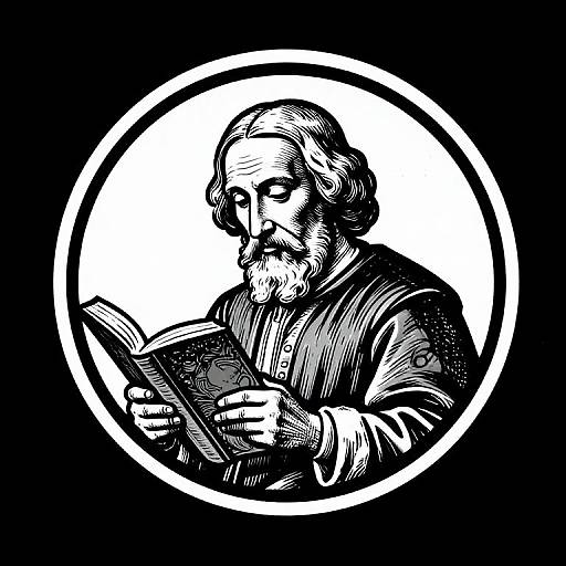 Early Renaissance Writer Reading Book Badge