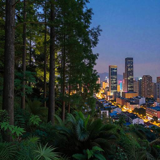 Surreal Forest and Cityscape Fusion