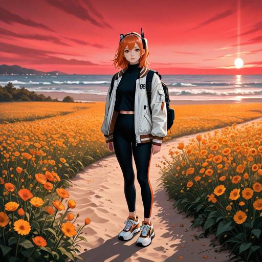 Playful Girl at Surreal Beach Scene