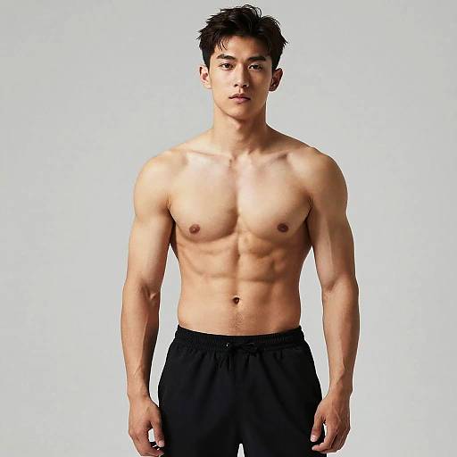 Muscular Young Man Stylish Fitness Pose