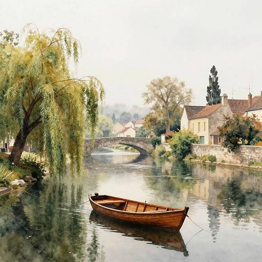 Serene Francesa River Watercolor Scene