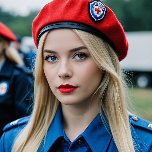 Blonde Rescuer Cosplay with Beret