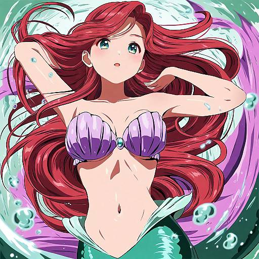 Illustration of Ariel (disney), the little mermaid in the style of Shino (ponjiyuusu)