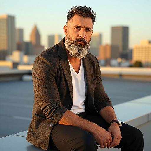Stylish Man with Salt and Pepper Beard