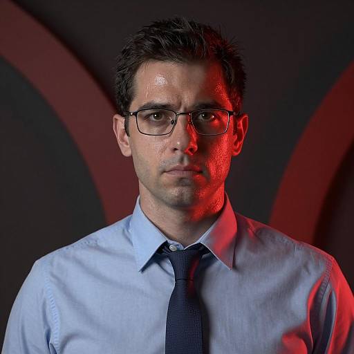 Serious Man in Red Lighting Portrait