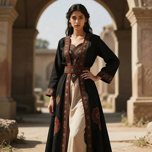 Woman in Traditional Embroidered Dress