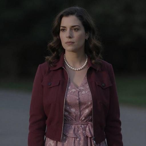 Elegant Woman in Dim Outdoor Setting