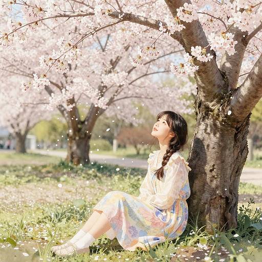 Serene Girl Under Cherry Blossoms