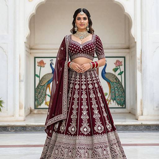 Regal Lehenga Bride in Traditional Setting