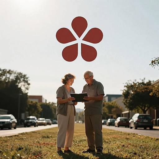 Backlit Retired Couple Planning Community Logo