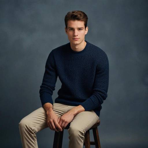 Young Man Sitting on Wooden Stool