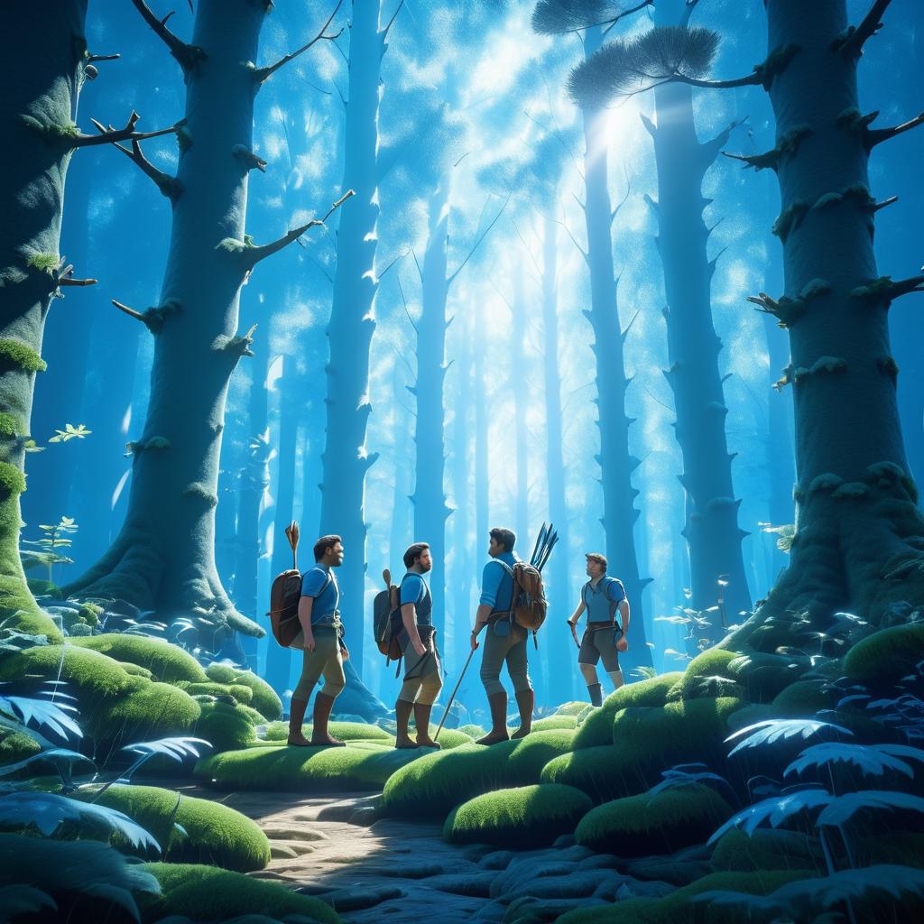 Adventurers in a Serene Forest Glade