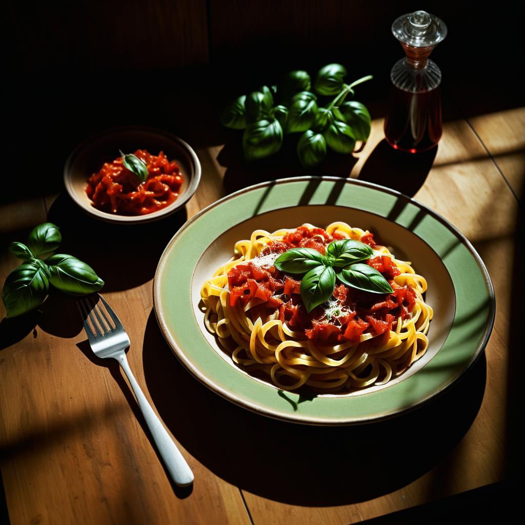 Gourmet Pasta in Chiaroscuro Style