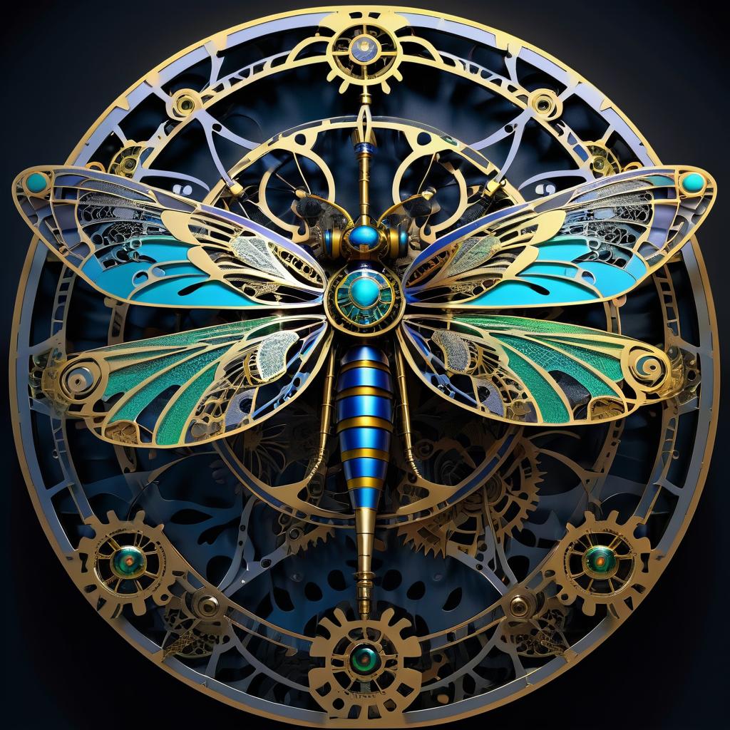 Intricate 3D Mechanical Dragonfly Design