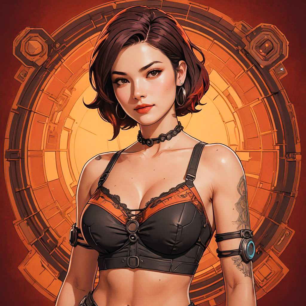 Vintage Smirking Lady in Borderlands Style