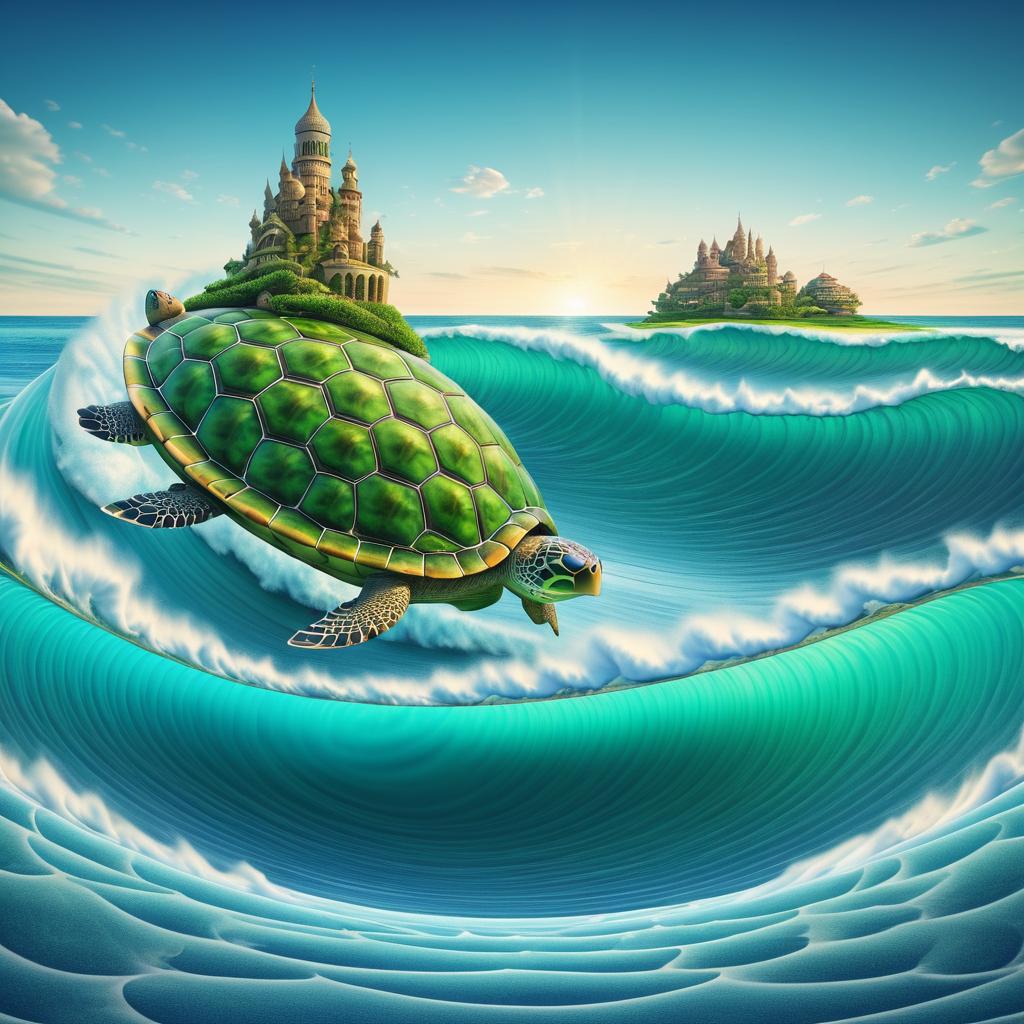 Surreal Turtle Surfing in Infinity