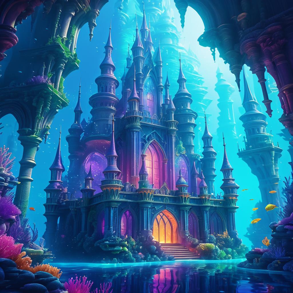 Enchanting Underwater Castle Illustration