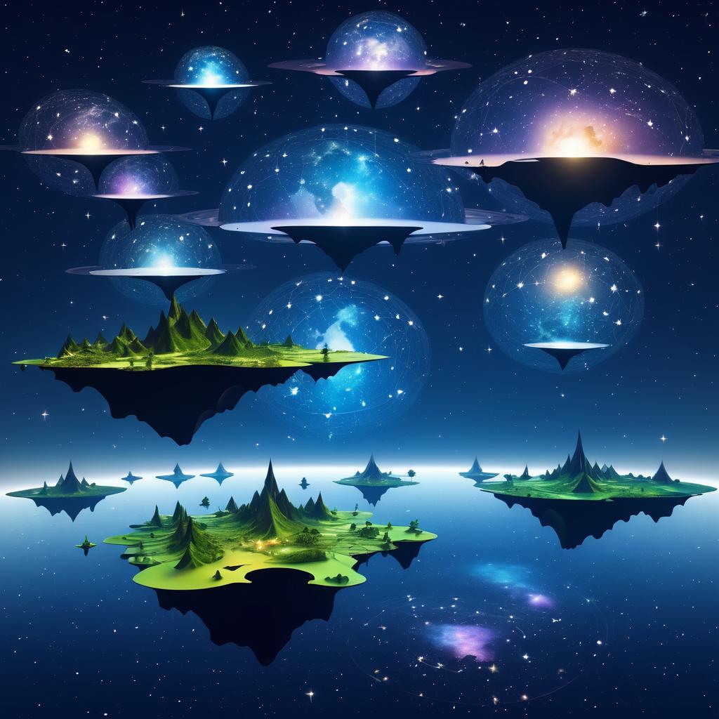 Surreal Islands Above a Cosmic Star Map