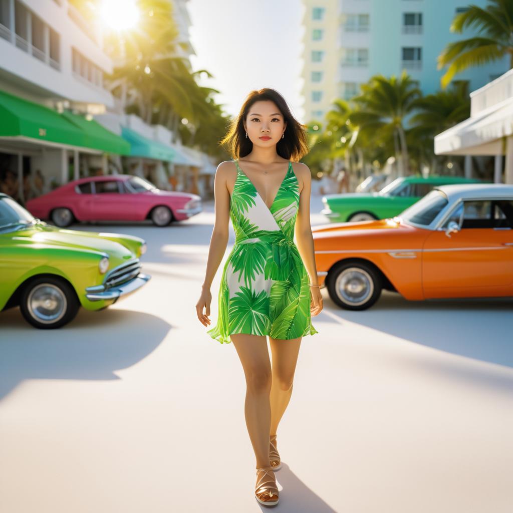 Vibrant South Beach Portrait of Woman