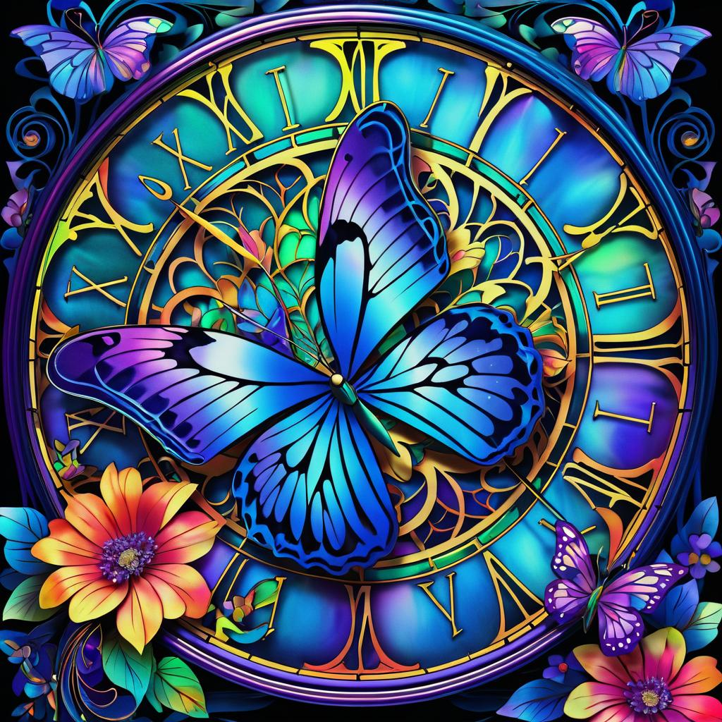 Vibrant Art Nouveau Butterfly Artwork