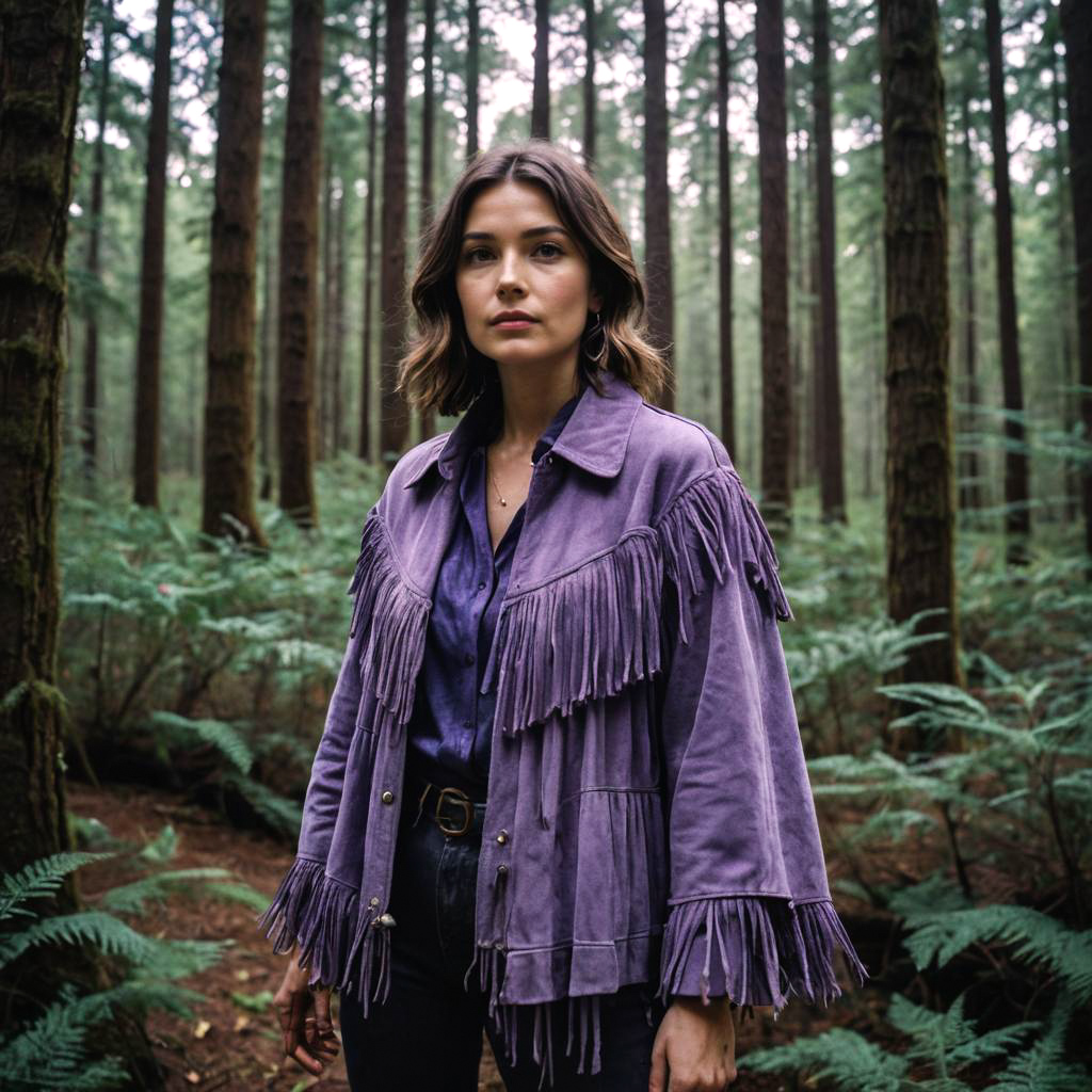 Mystical Woman in Lavender Suede Jacket