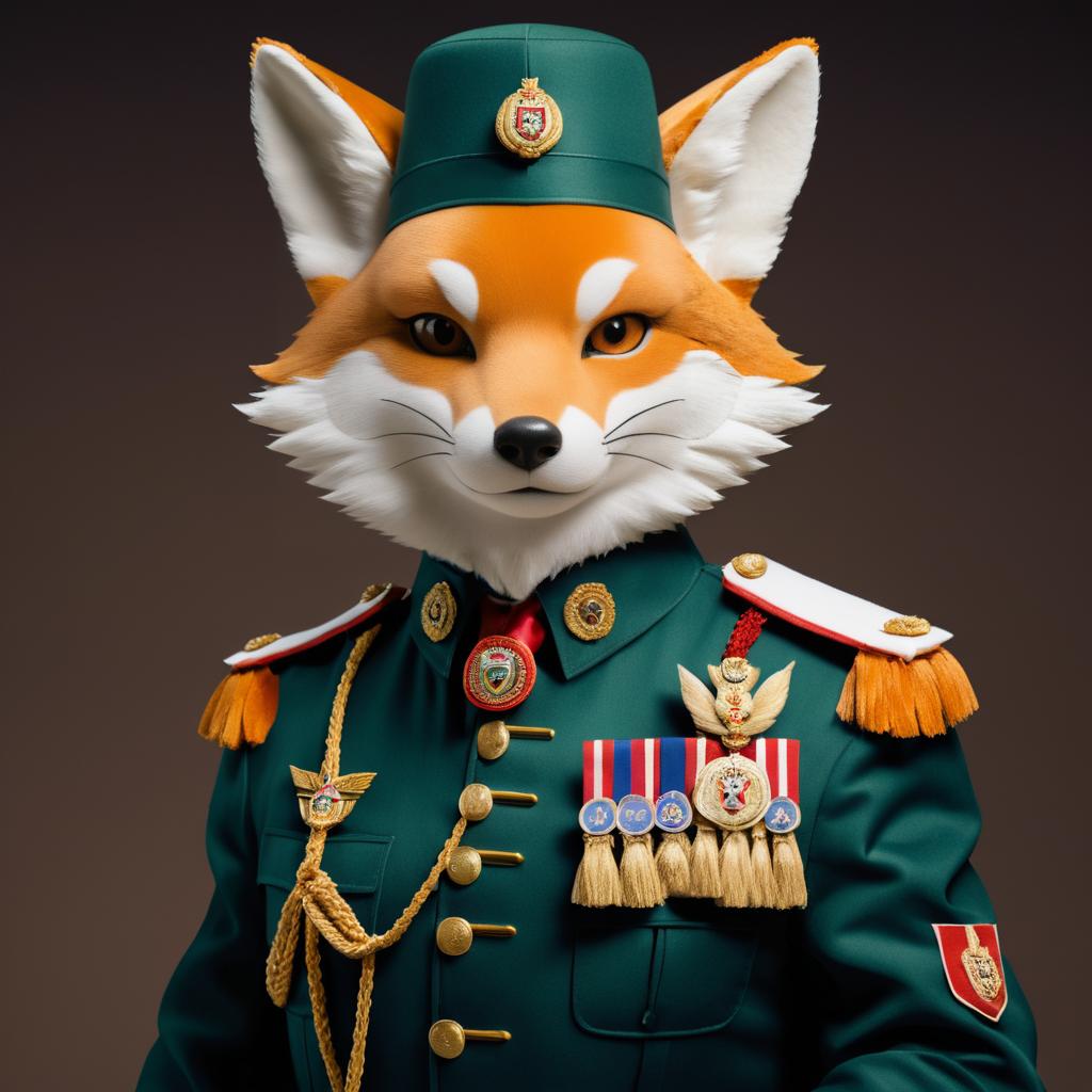 Fierce Politician Fox in Military Uniform