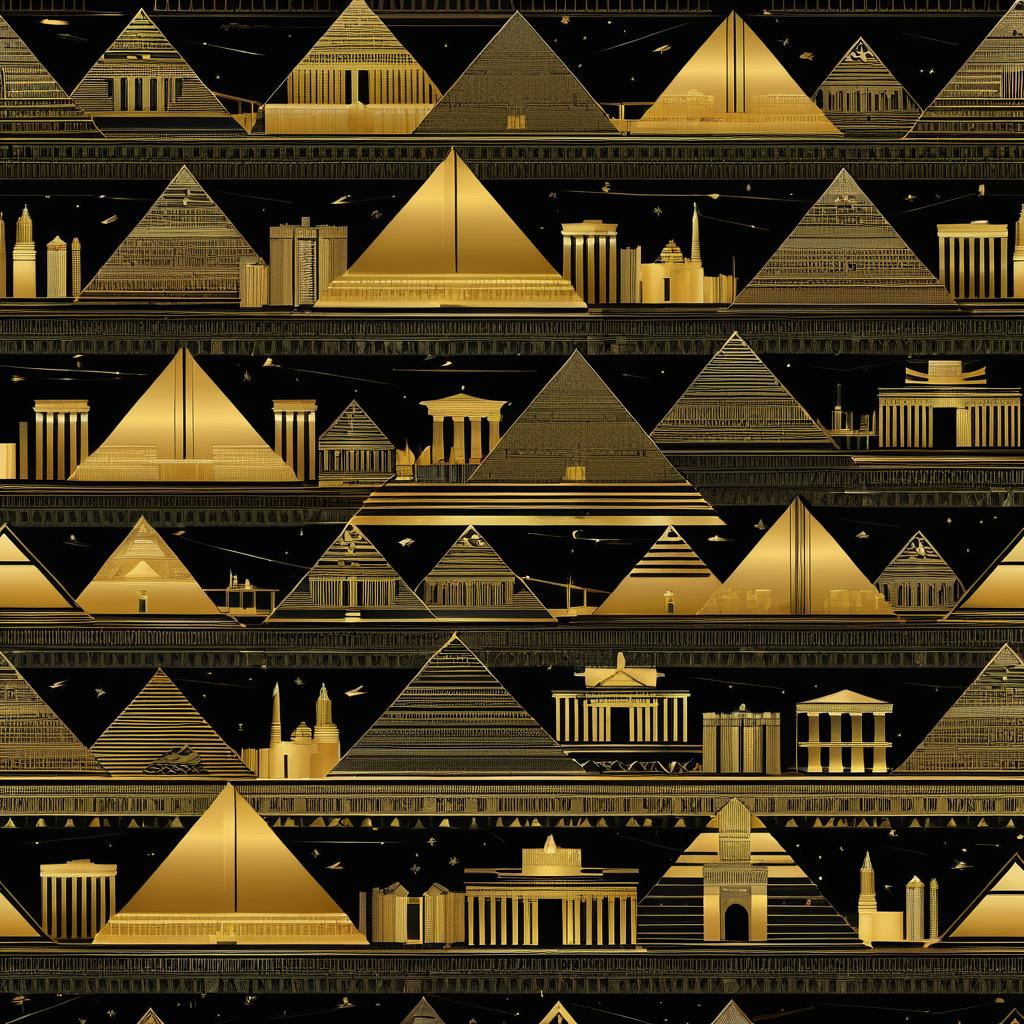 Sophisticated Egyptian and Greek Landmark Wallpaper