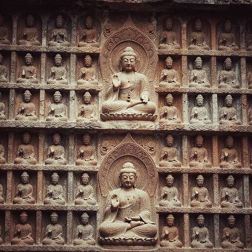 Intricate Buddha Stone Relief Photograph