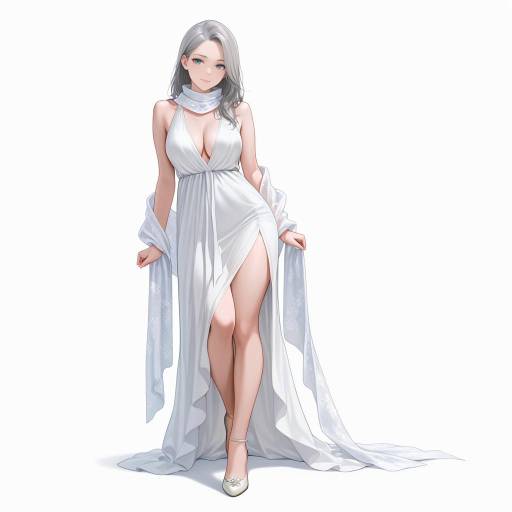 Elegant Woman in Flowing Dress Pose Elegant Woman in Flowing Dress Pose