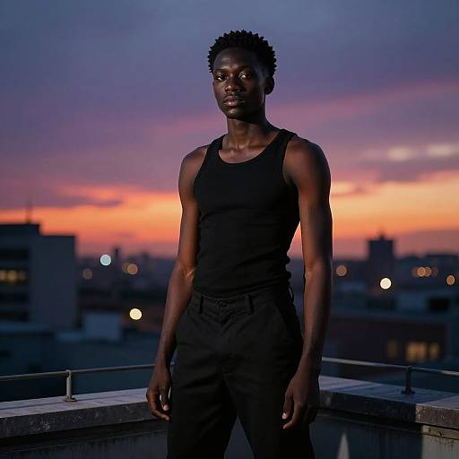 Sunset Cityscape Rooftop Portrait