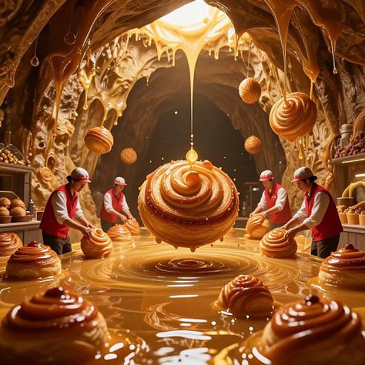 Golden Cavern with Floating Pastries