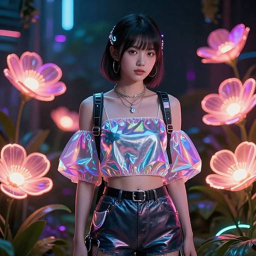 Cyberpunk Tween in Neon Garden
