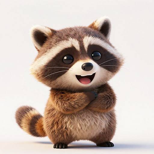 Kawaii Friendly 3D Giggling Raccoon