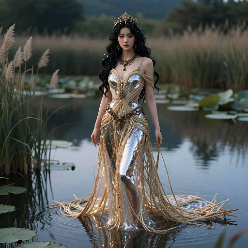Ethereal Mirror-Lake Reed Oracle Goddess