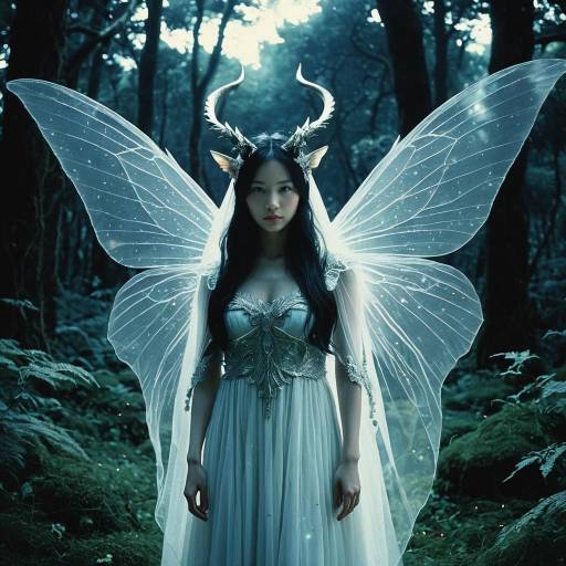 Ethereal Fae with Crystalline Horns in Twilight Forest