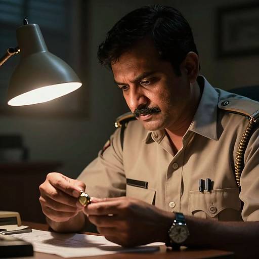 Intense Portrait of South Asian Detective