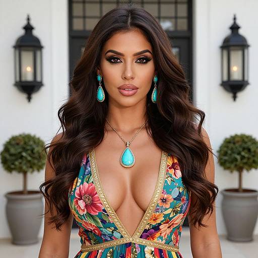 Elegant Woman in Floral Dress